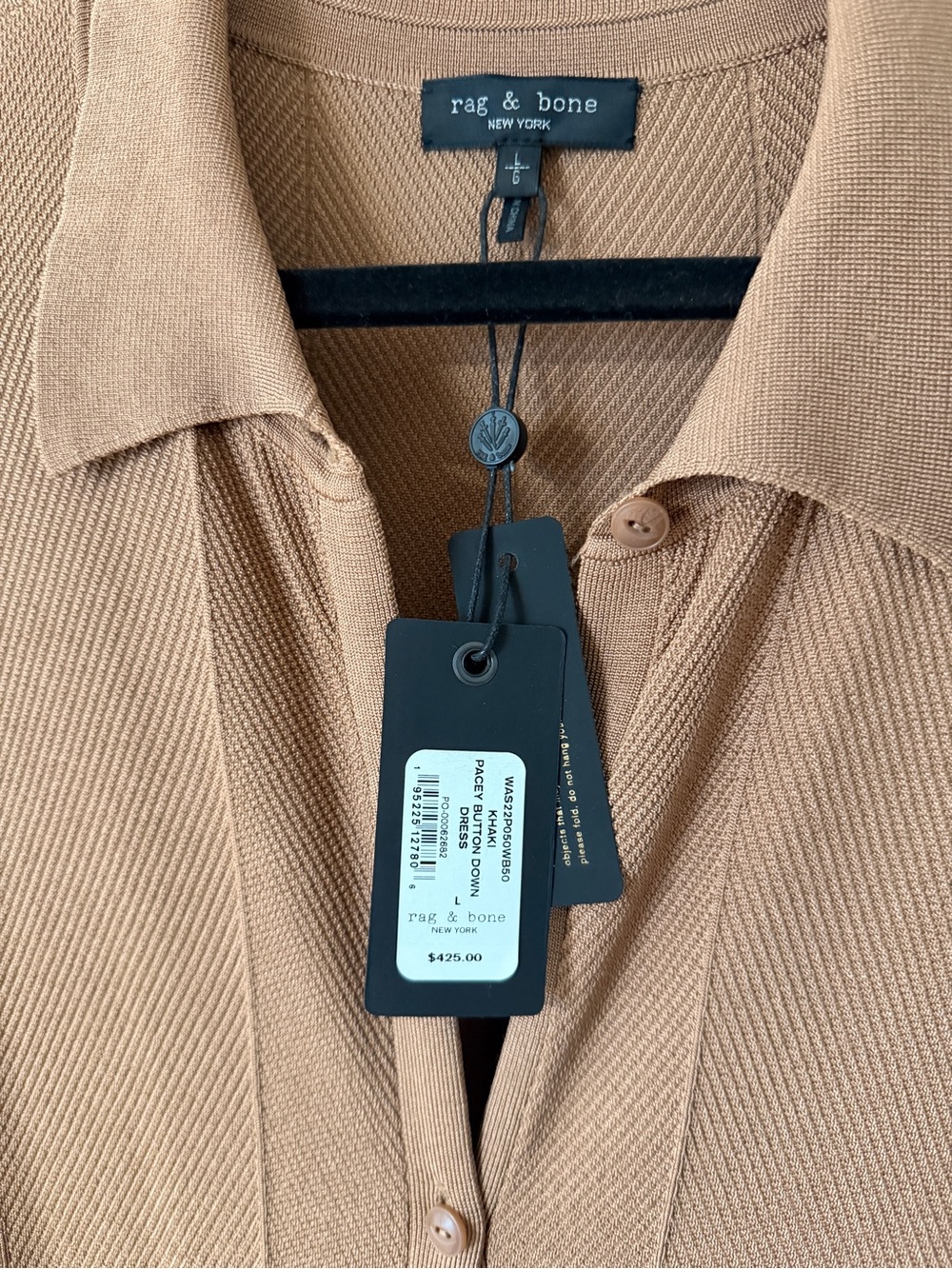 NWT Rag & Bone Womens Pacey Button Down Dress - Khaki - Sz Large - Picture 5 of 6